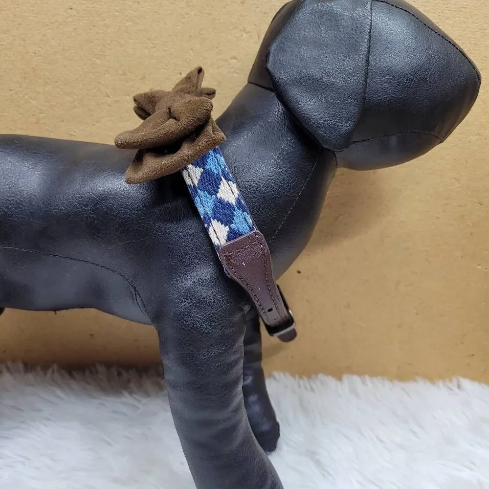 Bond & Co Dog Collar with Brown Bow Tie Slide Size Small